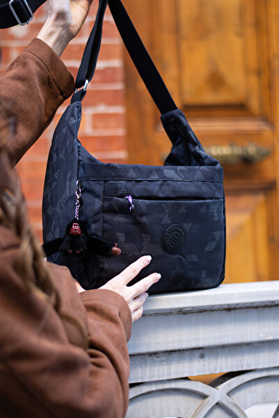 Morpelikan Women's Water Resistant Fabric Multi-Compartment Cross Strap Black Pattern Color School Travel and Shoulder Bag