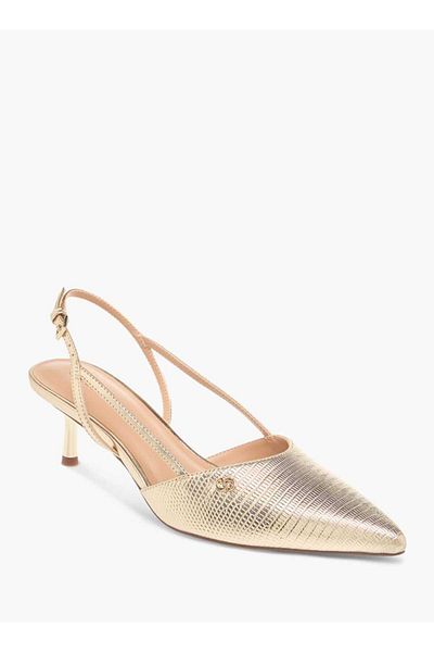 Celeste Women's Textured Slingback Shoes with Buckle Closure and Kitten Heels