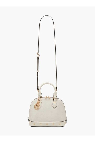 ELLE Monogram Embossed Tote Bag with Top Handles and Detachable Strap