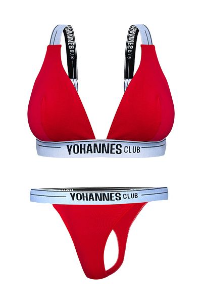 Yohannes Club Κόκκινο Σετ Γυναικεία Εσώρουχα - Σουτιέν και στρινγκ με λουράκι