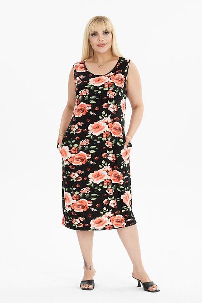 modayız Καλοκαιρινό Αμάνικο Φόρεμα με Τσέπες Plus Size 17B-2383