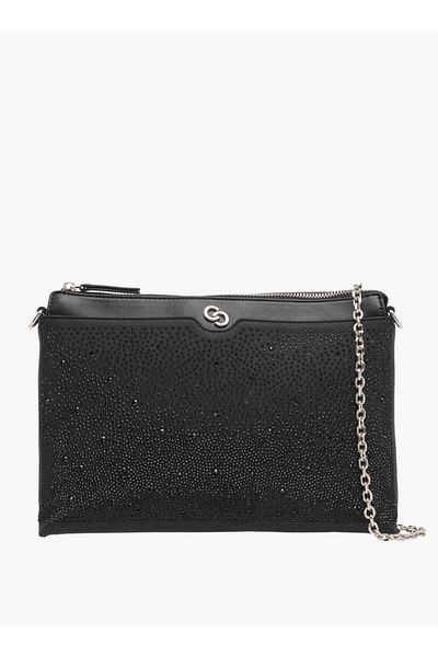 Celeste Embellished Crossbody Bag with Zip Closure and Chain Strap