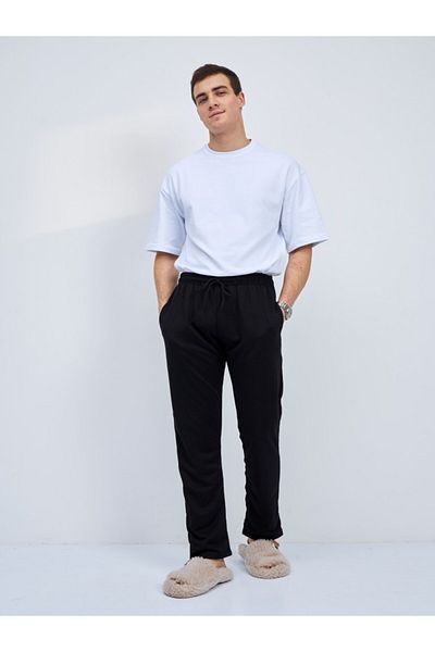 Betimoda Black Men's Cotton Tracksuit - Elastic Waist Pajama Bottoms with Pockets and Drawstring