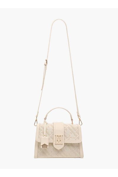 ELLE Logo Textured Satchel Bag with Detachable Strap