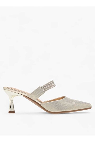 Flora Bella by Shoexpress Flora Bella Embellished Pointed Toe Mules with Flared Heels