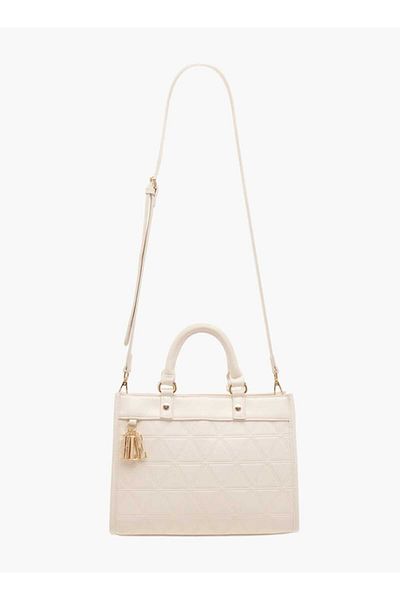 ELLE Quilted Tote Bag with Double Handle and Zip Closure