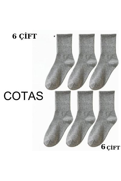 COTAS 6 чифта унисекс черно-бели сиви раирани неподплатени колежански тенис чорапи