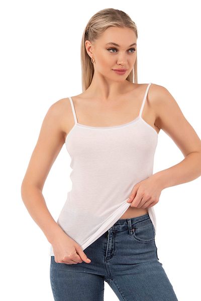 ÖZKAN underwear Özkan 27105 Women's Cotton Modal Flexible Comfortable String Strap Knitted Tank Top
