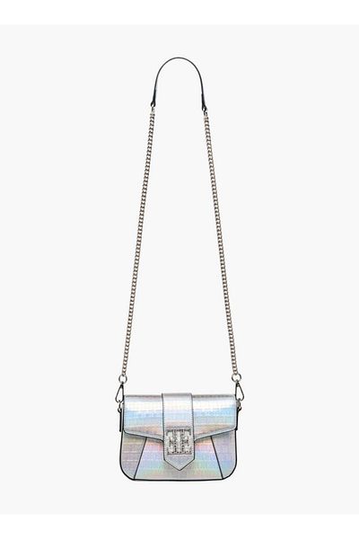 ELLE Monogram Embossed Crossbody Bag with Detachable Chain Strap