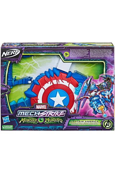 Nerf Marvel Mech Strike Monster Hunters Captain American Blast Shield F4377