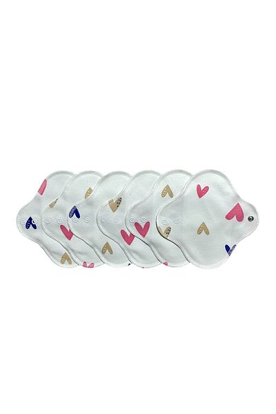 Ponped Bamboo Washable Natural Women's Pad Set of 6 (Diary-Single Pattern)