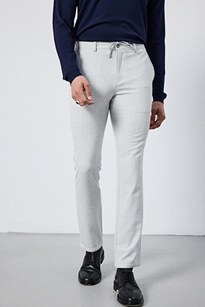 odelon Ανδρικό Slim Fit Παντελόνι Jogger με ελαστική μέση με φερμουάρ Lycra Casual γκρι