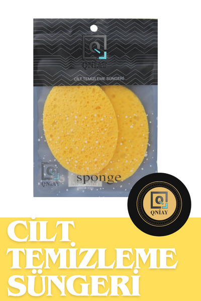 QNİAY Makyaj Yüz Cilt Temzileme Süngeri Sarı Yüz Temizleme Pedi Suda Şişen Sünger 2li