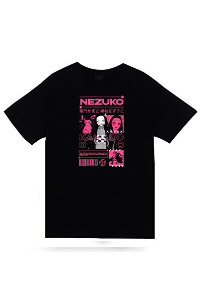 fame-stoned Demon Slayer Nezuko Kamado Anime Štampano Unisex Crna 100% pamuk ...