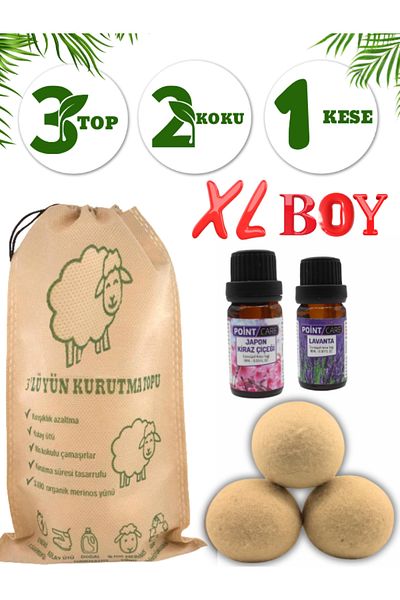 Biz Class 3 Balls - 2 Pieces Fragrance 1 Pouch Laundry Wool Drying Balls