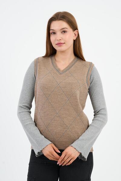 ALEXANDERGARDI Жіночий трикотажний светр з V-подібним вирізом (E24-EZE24)