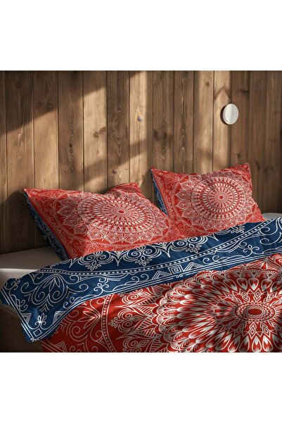 The Lucid Lab Red / Blue Bohemian Mandala Çift Taraflı Nevresim Takımı - 200 cm x 220 cm