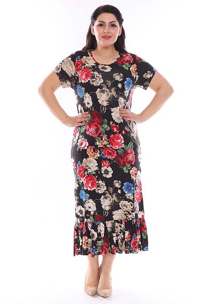 modayız Φόρεμα Μαύρο Σχέδιο Plus Size 27d-0952