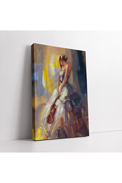 KOSS Dijital Εικόνα σε καμβά με εμπριμέ αφηρημένη ζωγραφική με βιολί και γυνα...