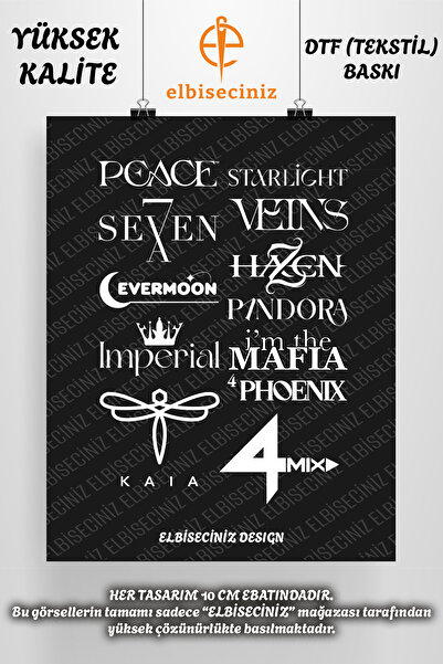 VİZYON İKRA طباعة نسيج DTF متميزة تحت عنوان "TYPOGRAPHY". يمكن لصقه بسهولة بالكي