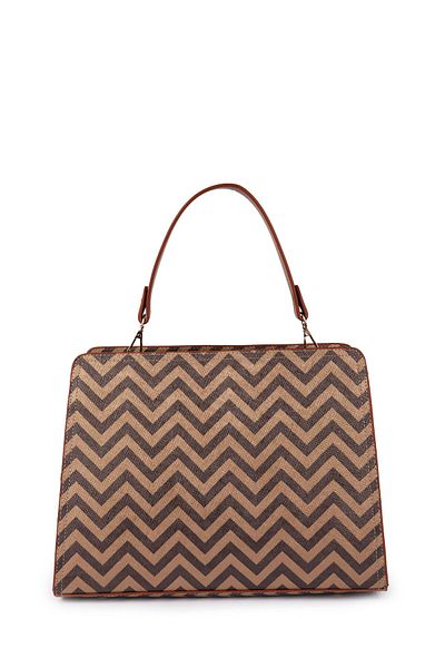gio&mi Elanor Women's Gold Color Zigzag Patterned Stylish Design Handbag