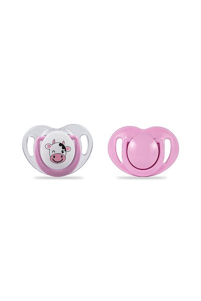 Mamajoo Orthodontic Pacifier, Pink Cow, 0 Months, Set of Two