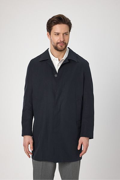 Frappoli Ανδρική καμπαρντίνα Madrid - Navy Blue Classic Collar Cotton Blend Regular Fit