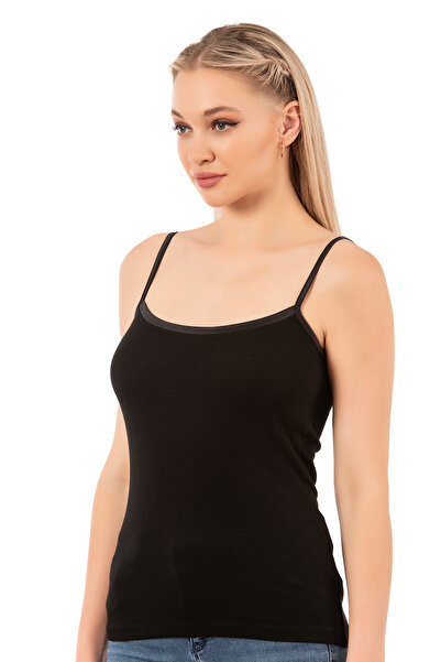 ÖZKAN underwear Özkan 26763 Women's Viscose Camisole Ribbed Flexible Comfortable Thin Strap Tank Top