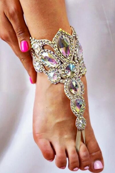 TAKIŞTIR Hologramlı Taş Detaylı Ayak Dans Bileziği