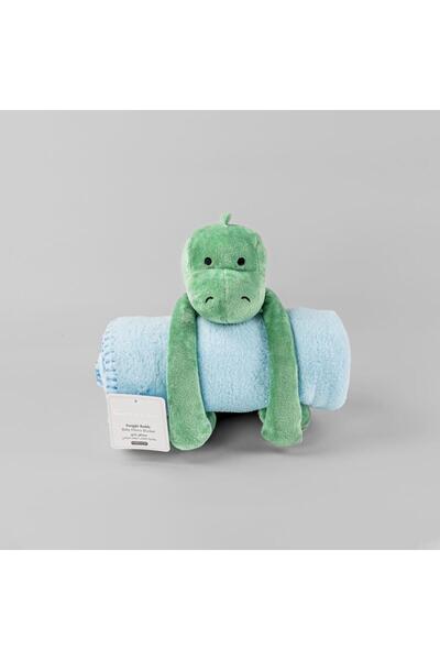 Bumble & Bird بطانية صوفية للأطفال من سنوجل بادي مع لعبة سفر - دينو