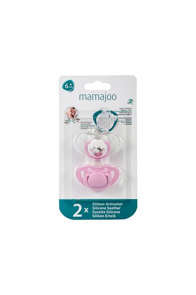 Mamajoo Pink Silicone Orthodontic Double Pacifier - 6 Months Plus
