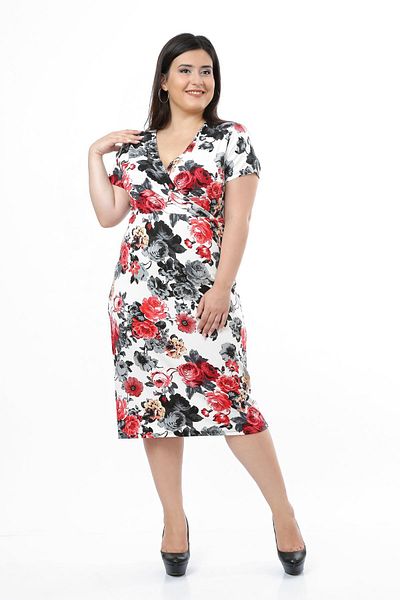 modayız Φόρεμα με φλοράλ μοτίβο Lycra Viscose Plus Size 1d-0663