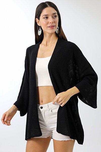 Devinka سترة صوفية نسائية سوداء موسمية مخرمة