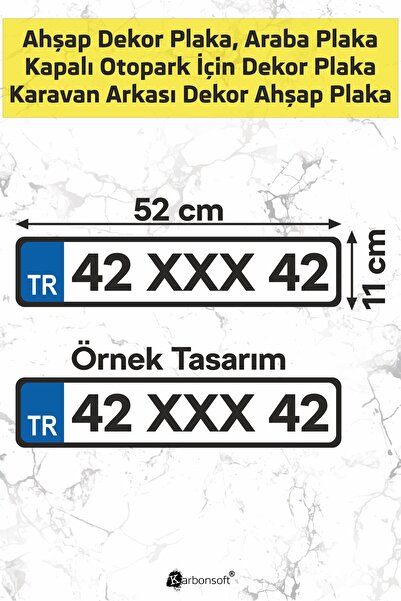 karbonsoft Kişiye Özel Ahşap Dekor Plaka, Karavan Arkası, Otopark, Araba Plaka, Isimli Plaka, Aksesuar Plaka