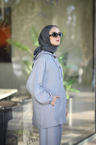 NS Moda Hijab Maya Suit Gray Model-534