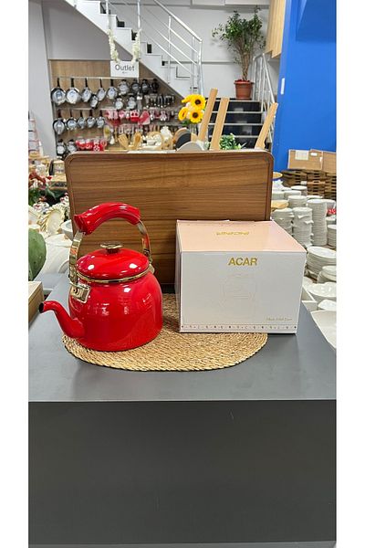 ACAR إبريق شاي أعشاب مطلي بالمينا من QUALITA-FIT - أحمر