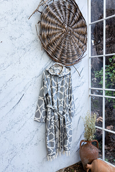 Kikoya قماش بيستيمال أسود من Seljuk - 100% قطن، 285 GSM، رداء حمام خفيف وناعم