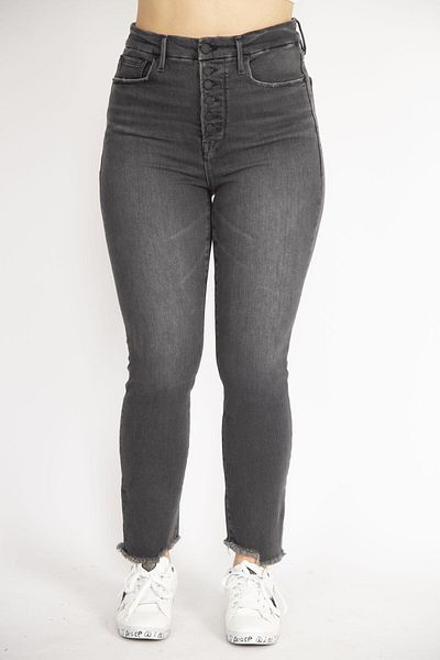 Şans Women's Anthracite Large Size High Waist 5 Pocket Leg Nasty Stitched Lycra Jeans 65n36462
