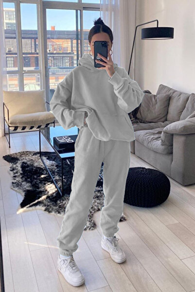 OKULCUBABA Γυναικείο σετ χειμερινής φόρμας με κουκούλα και τσέπη καγκουρό, με...