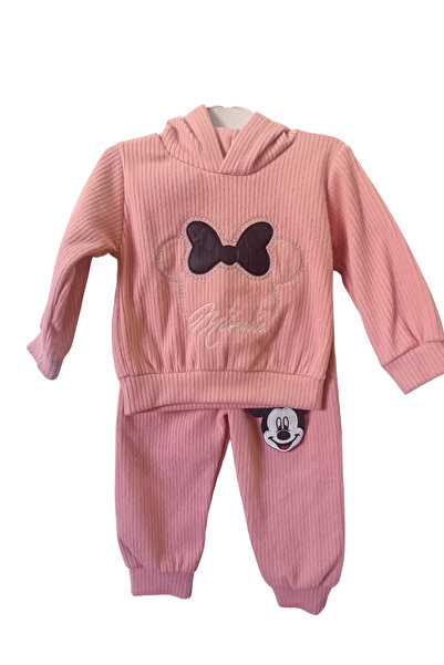 KUMRUNUN DÜNYASI طقم علوي سفلي مضلع بغطاء للرأس باللون الوردي للأطفال من ميني...