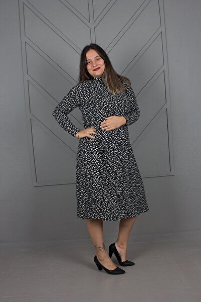 Truva XXL Φόρεμα με λουλουδάτο σχέδιο από κρεπ μεγάλου μεγέθους