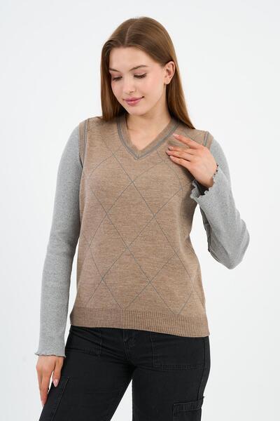 ALEXANDERGARDI Жіночий трикотажний светр з V-подібним вирізом (E24-EZE24)