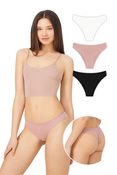 Cottonhill Chiloți brazilieni pentru femei din bumbac Basic Pachet 3 - 4