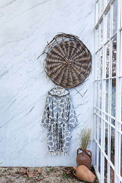 Kikoya قماش بيستيمال أسود من Seljuk - 100% قطن، 285 GSM، رداء حمام خفيف وناعم