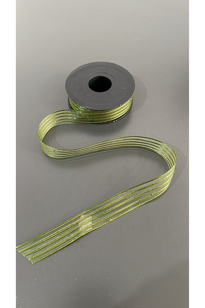 edalle Χακί Σατέν Ριγέ Κορδέλα Σιφόν, 25mm 5 Μέτρα