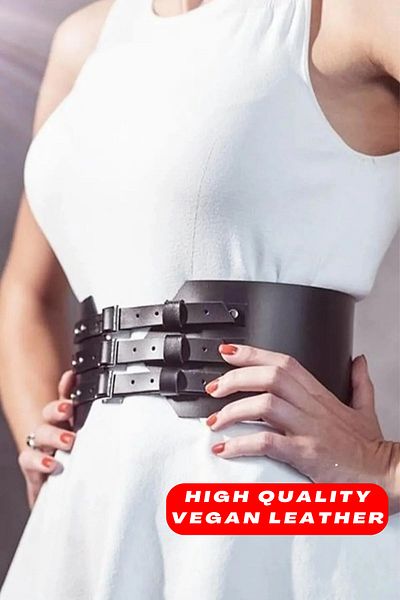 Angels Passion Curea din piele elegantă cu design special, cu 3 catarame în față