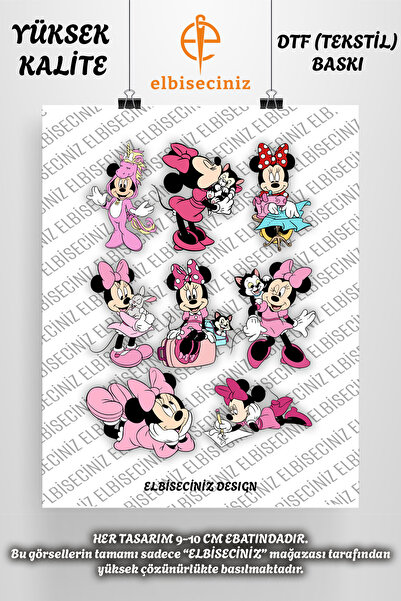 VİZYON İKRA طباعة نسيج DTF مميزة تحت عنوان "MINNIE MOUSE". يمكن لصقه بسهولة ب...