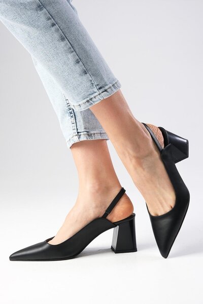 Mio Gusto Anette černá barva špičaté boty s otevřenou zadní částí na silném podpatku