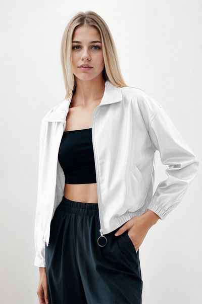 Vitrin Jachetă Bomber din piele artificială cu fermoar