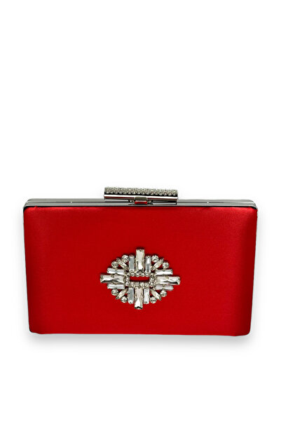 Generic Brand Red Color Satin Crystal Stone Evening Dress Bag Evening Bag Hen...